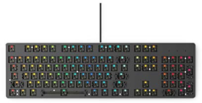 Glorious Gaming GMMK Full Size (100%) Barebones (solo struttura) - Tastiera da gaming meccanica, retroilluminazione RGB per ogni tasto, hot swap e personalizzabile, layout americano / ANSI - Nero