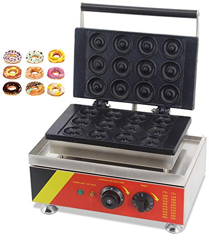 CGOLDENWALL NP-5 12 Hole Electric No-stick Donut Snack Maker Making Machine Commercial Crispy Doughnut Iron Baker 12pcs with Donut Diameter 50mm 110V/220 (220V)