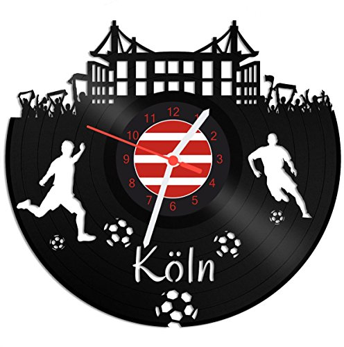 GRAVURZEILE Schallplattenuhr Köln - 100% Vereinsliebe - Upcycling Design Wanduhr aus Vinyl Made in Germany
