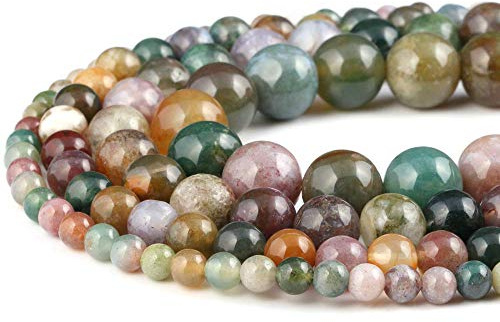 6mm Natural Indian Agate Beads Round Semi Precious Gemstone Loose Beads for Jewelry Making (63-66pcs/strand)