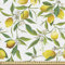 ABAKUHAUS Natur Gewebe als Meterware, Zitrone Woody Romantisch, Dicht Gewebter Stoff zum Nähen Polster Wohnaccessoires, 3M (148x300cm), Farngrün Gelb Weiß