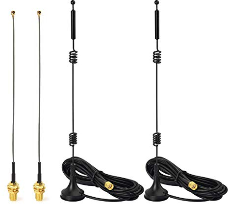Bingfu Antenna WiFi 2,4GHz 5GHz Bibanda 9dBi MIMO Maschio RP-SMA Base Magnetica, Presa Micro Coassiale 0.3mm Cavo 15cm per Intel Fenvi HP Scheda di Rete PCI Express PCIE Mini Wireless Adattatore WiFi