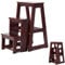 COSTWAY Tritthocker 3 Stufen, Leiterstuhl Trittstuhl klappbar, Hockerleiter bis 150 kg, 66 cm hoch, Trittleiter aus Massivholz, Haushaltsleiter Aufstiegshilfe Pferd (Braun)