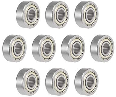 sourcing map 10St Rillen Kugellager 605ZZ Z2 Doppelt Geschirmt 5mmx14mmx5mm | Kohlenstoffstahl