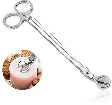 Cuayaes Kerzendochtschneider, Polierter Edelstahl delstahl Kerzen Dochtschneider, Dochtschere die tief in Kerzen hineinreicht, um verbrauchte Dochte abzuschneiden (Silber)