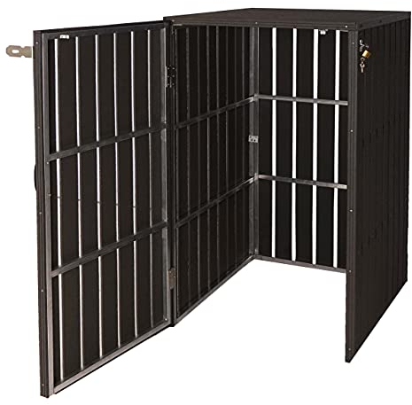 1er WPC-Mülltonnenverkleidung HWC-J28, Mülltonnenbox, Metall Holzoptik, erweiterbar 240l - anthrazit