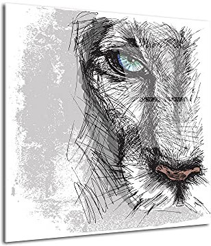 DECLINA Tableau verre acrylique deco design Lion, Tableau Plexis décoration murale, impression sur verre acrylique, tableau déco, 100x100 cm