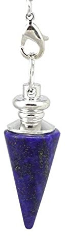 Konisches Pendel Natürliche Stein Verjüngung Pendel Silber Farbe Kette Kristall Anhänger-Lapislazuli.