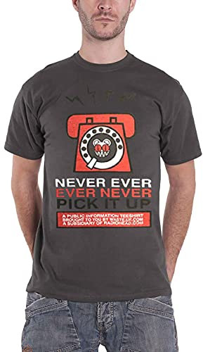 Radiohead T Shirt Never Pick It Up Band Logo Official Mens Charcoal Grey XL