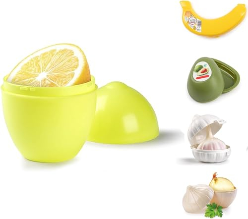 PLASTIFIC Plastic Reusable Vegetable Storage Box Lemon Keeper Safe Box Banana Case Lemon Saver Freezer Fridge Holder Left Over, Fresh-Keeping Cases (Lemon Saver Box)