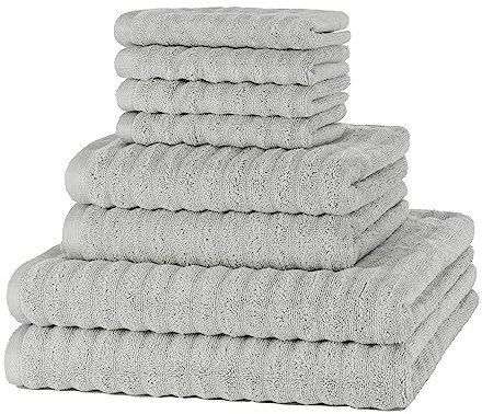 Merana Oslo Handtuch Set | schnelltrocknend, weich & fusselfrei | Frottier Luxus Qualität | 100% Baumwolle Frottee | Oeko-TEX | 590 GSM | Hellgrau (8er Sparset | 4 Gästetuch, 2 Handtuch, 2 Duschtuch)