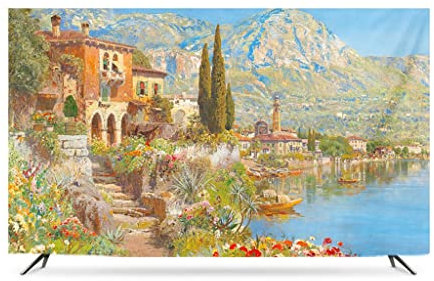 HOTTHWXX 19''-86'' TV Cover, Indoor TV Dust Cover, Imitation Forged Fabric, Environmentally Friendly Printing And Dyeing, Wall Mount/Curved/Desktop Monitor Universal (Color : C, Size : 55)