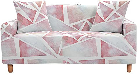 Highdi Copridivano Elasticizzato 1/2/3/4 Posti, Rosa Stampa Copridivano Universale Fodere Copridivani Antiscivolo Sofa Protettore per Divani con Braccioli (3 posti,Geometria)