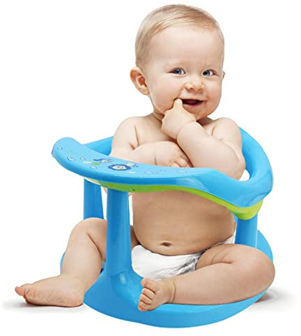 Seggiolino Doccia Bimbo, Seggiolino Bagnetto con 4 Ventose,Sedile antiscivolo per vasca da bagno neonato,Antiscivolo con Braccioli e Schienale alto per Bambini da 6 24 Mesi, Sopporta fino 30 kg