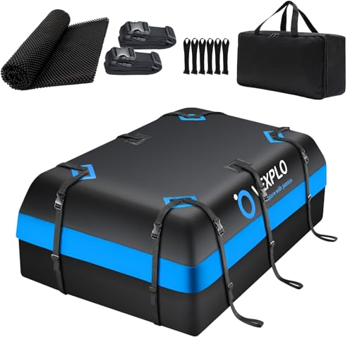 VEXPLO® 600 Liter Auto Dachbox Faltbare Dachtasche Dachkoffer Wasserdicht Aufbewahrungsbox Tragbar Dachgepäckträger Tasche mit Anti-Rutsch-Matte, 6 Türhaken, Aufbewahrungsbox, 12 Zurrgurten
