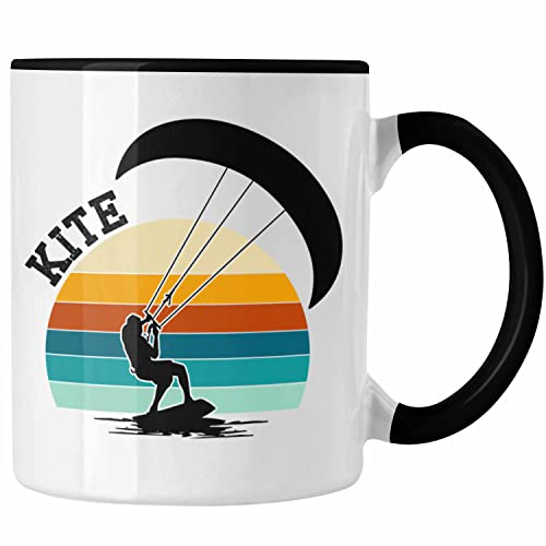Trendation - Kite Surf Tasse Geschenk Kitesurfing Hobby Geschenkidee Geburtstag Weihnachten (Schwarz)