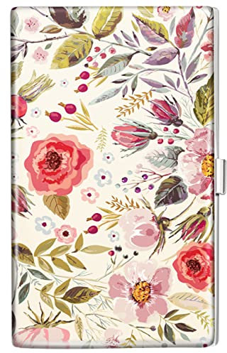 Swooflia Porte-cartes de visite pour femme - En métal - Rétro - Motif floral - Porte-monnaie carré - Joli pour les agents immobiliers