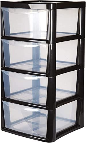4 Drawer Large Plastic Storage Drawer Tower Perfect for Schools, Offices and Children's Toys Storage Solution