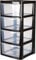 4 Drawer Large Plastic Storage Drawer Tower Perfect for Schools, Offices and Children's Toys Storage Solution