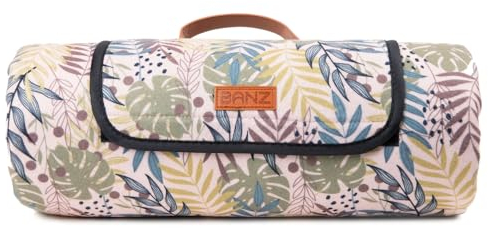 Banz Große Picknickdecke, leicht zu transportieren, leicht faltbar, Outdoor-Teppich für Strand, Picknicks, Camping oder überall dort, wo Sie nur warm sein möchten, 1,5 x 2,0 m (Pink Monstera)