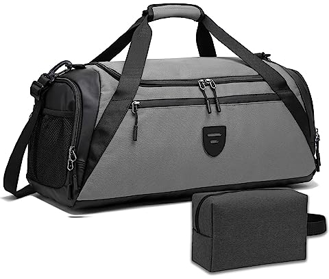 Rutiyoka 44L Groß Sporttasche & Reisetasche für Damen und Herren mit Schuhfach & Nassfach Schwimmtasche Gym Bag Duffel Weekender Bag Handgepäck Tasche Travel Bag for Sports Fitness (Grau)