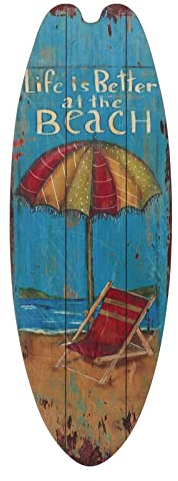 IMIKEYA Wandbehang-Plakette Surfbrett-Holzschild Wandbehang Stranddekoration Life Is Better At The Beach Tropisches Bar-Türschild Für Zuhause Zimmer Party Wanddekoration Blau