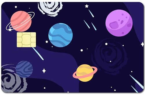 CREATCABIN Planet Karten-Skin-Aufkleber,Debit-Kreditkarten-Skin-Abdeckung,Personalisierbar,Abnehmbarer Kartenaufkleber,Kartenhalter,Schützendes Vinyl,Keine Blasen,Für Transport,Bankkarten,186x137mm