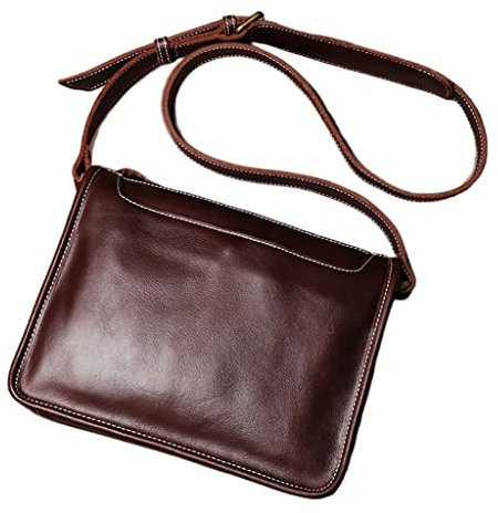 ONDIAN Vintage Männer Umhängetasche Echtes Leder Umhängetasche Casual College Stil Tasche Messenger Tasche 12,9 Zoll Laptop Taschen