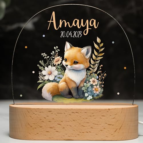 Kidsmood - Personalisiertes Nachtlicht Kinder – Dimmbares Stilllicht mit Namen | LED Nachttischlampe 3 Lichtmodi | Gravur Lampe Kinderzimmer, Geschenk zur Geburt, Taufgeschenke für Mädchen & Jungen