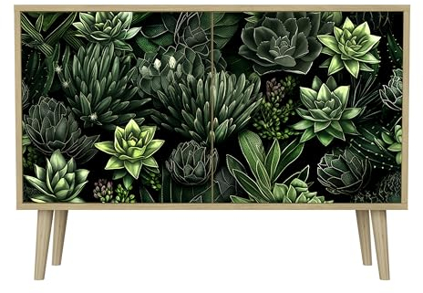 HEALANCY Komodenschrank - Kommode mit 2 Türen- Flurkommode- Schrank - Highboard - Kleiderschrank Möbel - Wohnzimmer Schlafzimmer Esszimmer Flur - Sideboard- Riva-Eiche