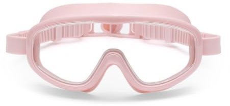 Petites Pommes Kinder Schwimmbrille 3-8 Jahre - Leichtes Silikon, Anti-Beschlag Weitwinkel Linse, Retro Design Taucherbrille, Verstellbare Riemen, Haarschonende Schnalle, Baumwollbeutel, French Rose