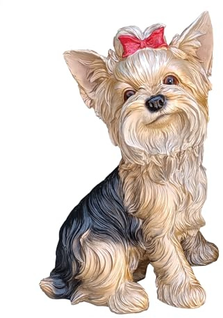 ZHEHUA Yorkie-Statue, 32,5 cm | Realistische Dekoration, für Haus und Garten, Haustier