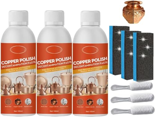 Brass Copper Cleaner Polish Spray,Brass Cleaner and Polish Spray,Copper Cleaner for Pots and Pans, Copper Cleaner and Polish for Pots and Pans,Gently Cleans And Removes Tarnish (3 Pcs)