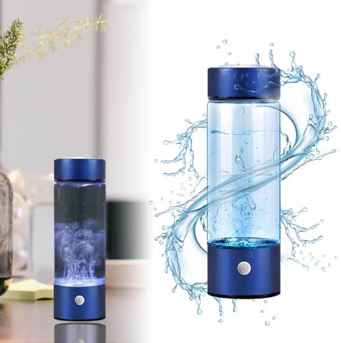 Hydrogen Water Bottle 420ml Hydrogen Generator Water Bottle Real Molecular Hydrogen Rich Water Generator Ionizer Maker Machine Bottle With SPE Chamber Technology Hydrogen Water (Blue)