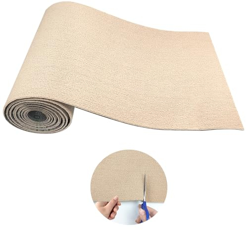 118”x15.8” Trimmable Cat Scratching Post Carpet Cover Cat Scratcher Mat Self-Adhesive Cat Tree Shelves Replacement Parts Mat Cat Scratcher for Shelves Steps Couch Furniture Protector(Beige)