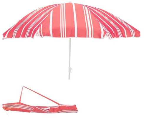 Mojawo Parasol de plage - Parasol de plage - Parasol de jardin - Protection solaire pliable - Polyester - Rouge - 1,80 m - Protection UV, rouge, Ø 1,80 Meter