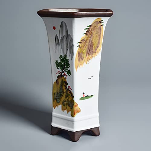 asdchZen Pots De Fleurs en Céramique, Pots De Paysage À La Main De Style Chinois, Pots De Fleurs De Paysage Pastel, Cadeaux De Décoration pour La Maison, Argile Violette Phalaenopsis Chlorophytum