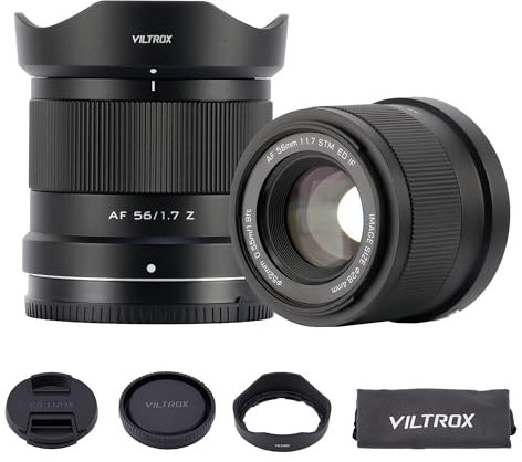 VILTROX AF 56mm F1.7 Obiettivo per attacco Nikon Z, obiettivo a fuoco fisso APS-C con ampia apertura f/1.7 compatibile con fotocamere Nikon Z-Mount Z5, Z50, Z6, Z6II, Z7, Z7II, ZFC, Z30, Z9, Z8, ZF