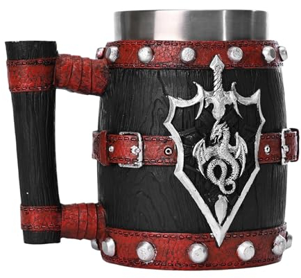 Chope de bière médiévale | Tasse à bière en étain | Tasse médiévale en céramique | Chope à bière en bois, récipient à boire médiéval, chope à bière ornée, chope à bière historique, chope à bière médié