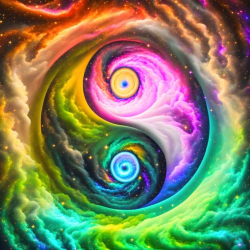 OuDeZjzhu Leinwandbild, Wandbild, Tao Yin Yang, Maelstrom von Stark, bunt, ohne Rahmen, 58 x 90 cm