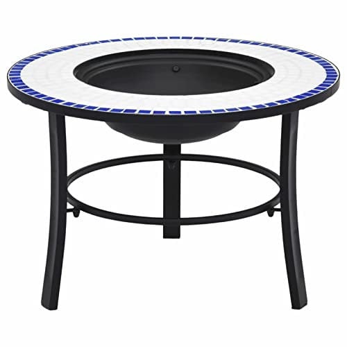 Homgoday Feuerstelle aus Mosaik, Keramik, Blau und Weiß, 68 cm, Feuerstelle für den Außenbereich, Feuerstelle, Garten, Feuerstelle, Feuerschale, Schwarz, für Garten, Terrasse
