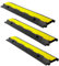 Fiqops Kabelbrücke 3 Stück 2 Kanal, 101 x 25 x 5 cm Kabelbrücke Boden,Schlauchbrücke aus Gummi Modularem Design,Kabelbrücken Überfahrschutz für Kabel,Kabelschutzmatte für Parkplätze(Schwarz)