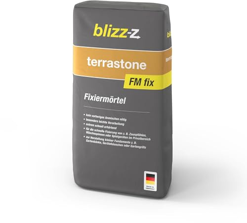 blizz-z terrastone FM fix Fixiermörtel 25 kg | schnelle Fixierung von Zaunpfählen, Wäschespinnen, Gartendeko oder Spielgeräten - Made in Germany