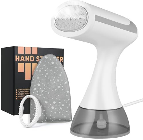 HOTUT Ferro da Stiro Verticale, 300 ml Stiratrice Verticale, 1500W Ferro da Stiro da Viaggio, 20s Riscaldamento Rimozione Rapida Delle Rughe Stiratrice a Vapore Portatile per Casa e Viaggio