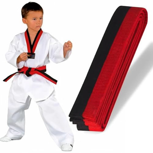 XPEX 260cm Judo gürtel Judo Karate Gürtel Belt Kampfkunst Karate Judo Baumwolle Taekwondo Belts Professioneller Karate Aikido Belt für Kinder Erwachsene Kampfsportgürtel (Rot+Schwarz)