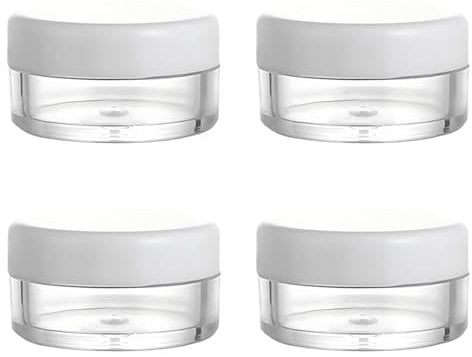 Empty Sample Pots, 4 PCS Empty Plastic Cosmetic Jars, Clear Travel Cosmetic Container, Mini Cosmetic Containers, for Face Creams, Sample, Make-Up