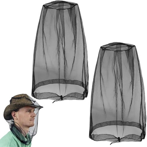 vcsjw 2pc Head Net Face Mesh Head Cover,Moskito Kopfnetz,Net Kopfschutz-Netz,Schwarze Mückenschutzhaube,Kopfnetz Gesicht Mesh Kopf Abdeckung,Moskitonetz Kopf,Für Camping,Angeln,Wandern,Gartenarbeit