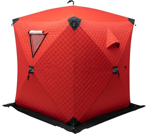 Rot Ice Lake Fishing Shelter Freistehendes Isoliertes Zelt Mit Handtasche 2 Personen,Tragbares Zelt zum Eisfischen, Unterstand zum Fischen, thermisches Zelt zum Eisfischen