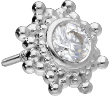 PIERCINGLINE 14 Karat Gold Ohr-Piercing Schraubaufsatz mit Gewinde OHNE Labret Stecker MOISSANIT-SONNE