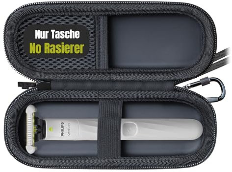 Woollo PU Etui Kompatibel mit Philips OneBlade Intimate - Elektrischer Intimrasierer und Intimtrimmer für Männer und Frauen QP1924/30 Tragbar Hart Reise Case Wasserdicht Hülle [Nur Tasche]